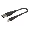 Punutud USB-Lightning kaabel 15 cm must