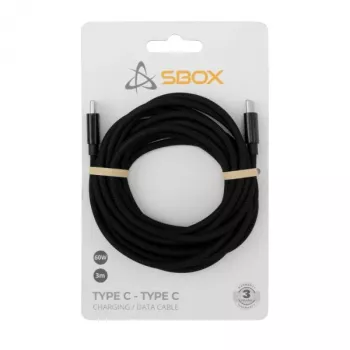 USB USB-C kaabel SBOX 3 m, USB-C kuni USB-C, must