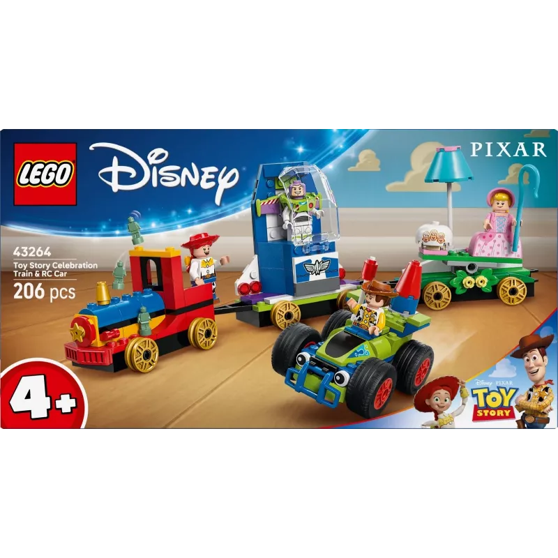 LEGO Disney Toy Story piduliku rongi ja RC-auto komplekt 43264 — 206 osa, 4 minifiguuri, vanusele 4+