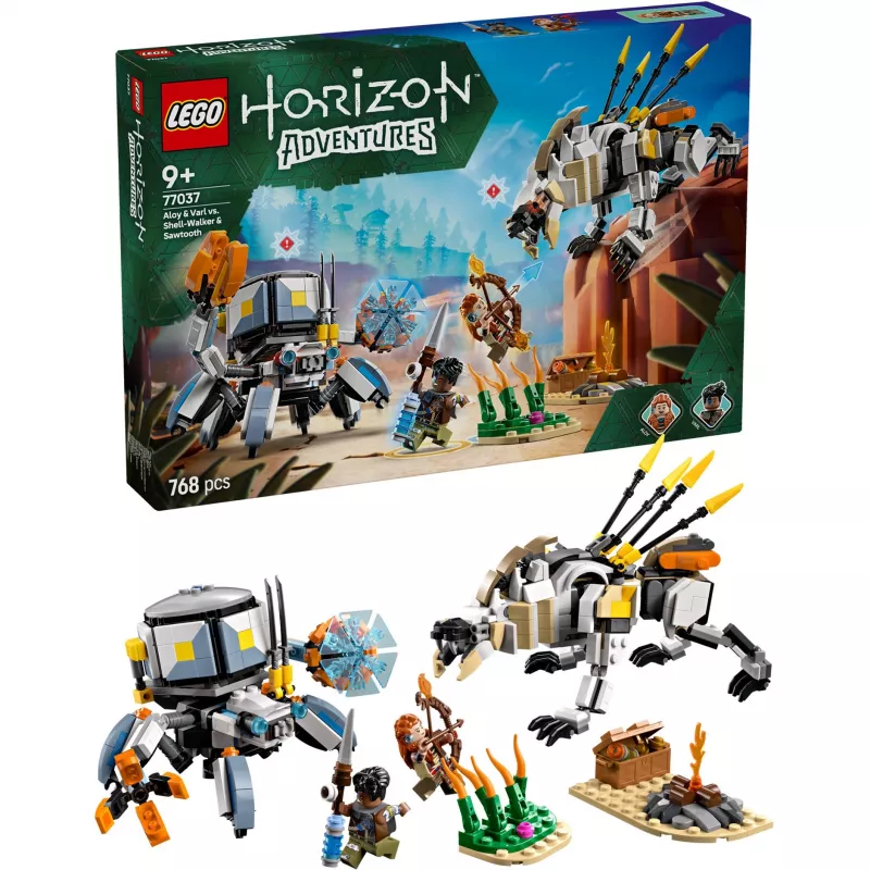 LEGO komplekt Horizon Adventures 77037 – Aloy ja Varl vs Shell-Walker ja Sawtooth, 768 tk, 2 minifiguuri