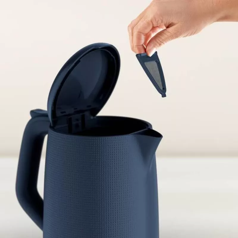 Elektriline veekeetja Tefal KO2M0410 — 1,7 L, 2400 W, sinine, veetaseme indikaator, katlakivivastane filter