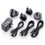 Toiteadapter Tascam PS-P520U, universaalne sisetingimustesse 100–240 V kuni 5 V 2 A, koaksiaal-/mikro-USB/USB-C, must