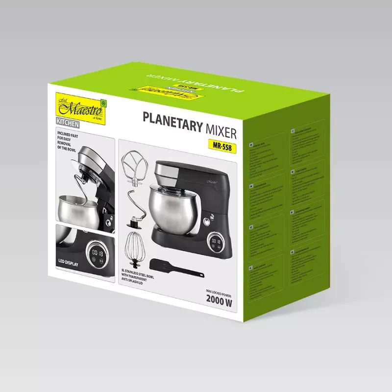 Feel-Maestro MR-558 Planetaarmikser 5 l kausiga, 2000 W Must
