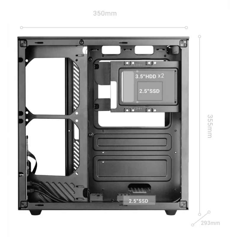 PC Midi Tower Case TACENS Mars Gaming MC-INFINIOLITE, must, karastatud klaas, toetab ATX/Micro-ATX/Mini-ITX, 120 mm ventilaatorid