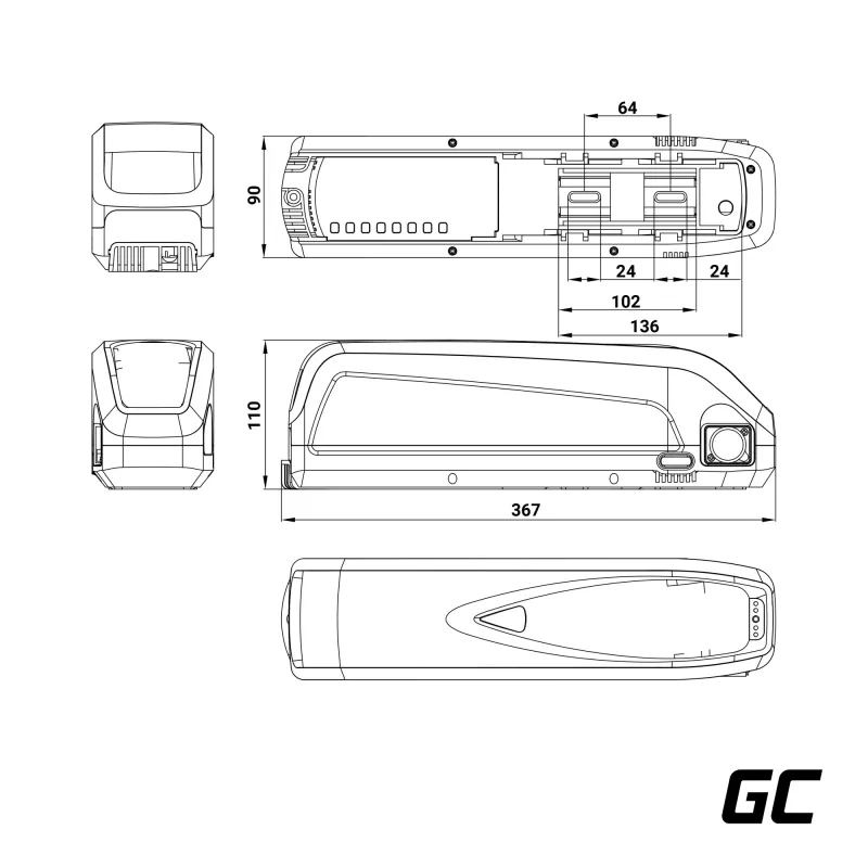 Aku roheline Cell EBIKEGCF02 48V 13000mAh Liitium-ioon