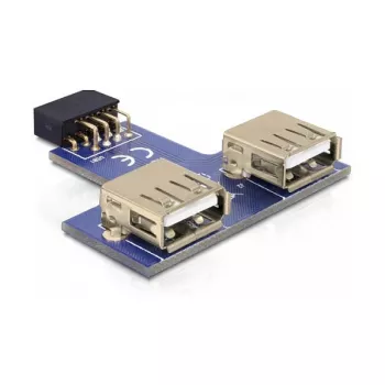 DeLOCK 9-pin 2.54 mm 2 x USB 2.0 1 x 9-pin 2.54 mm Must Sinine Hõbedane