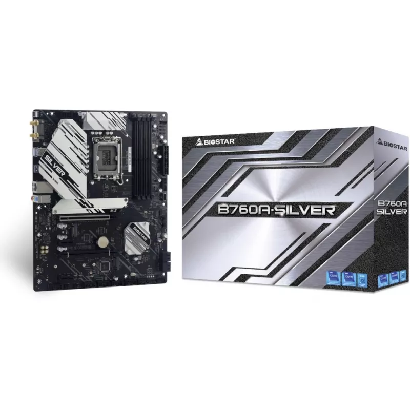 Biostar B760A-SILVER emaplaat, Intel B760, LGA 1700, ATX, DDR5