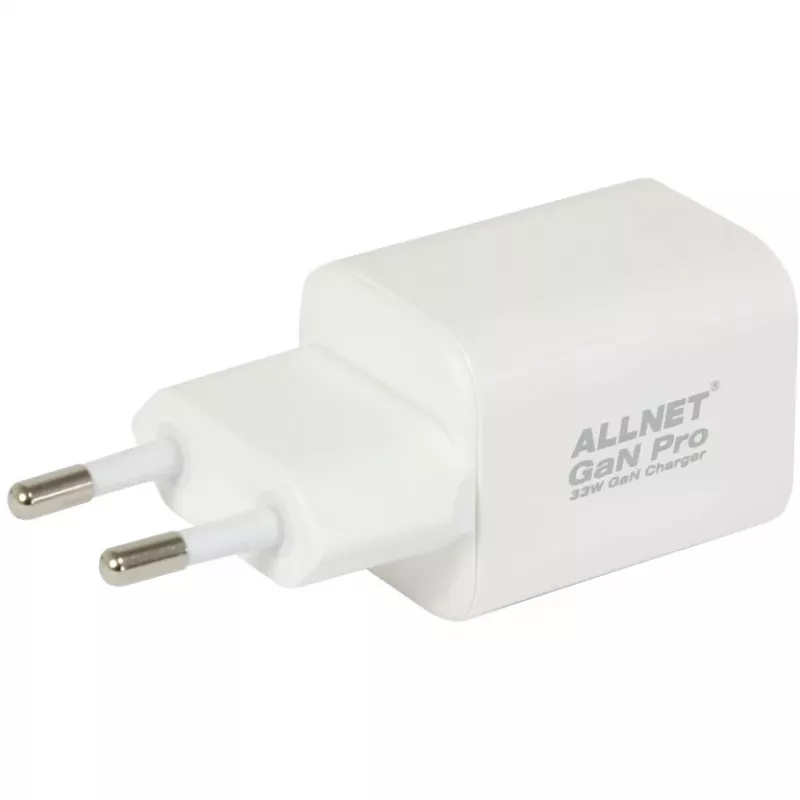 Toiteadapter ALLNET PSU-GaNPD-USB-1A1C-45W USB-C PD ja USB-A QC 45W GaN laadija