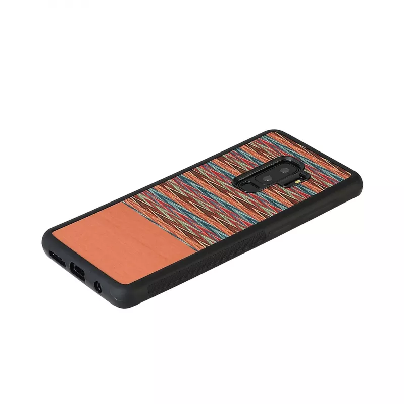 man and wood nutitelefoni ümbris Samsung Galaxy S9 Plus jaoks — pruun ruuduline musta äärisega