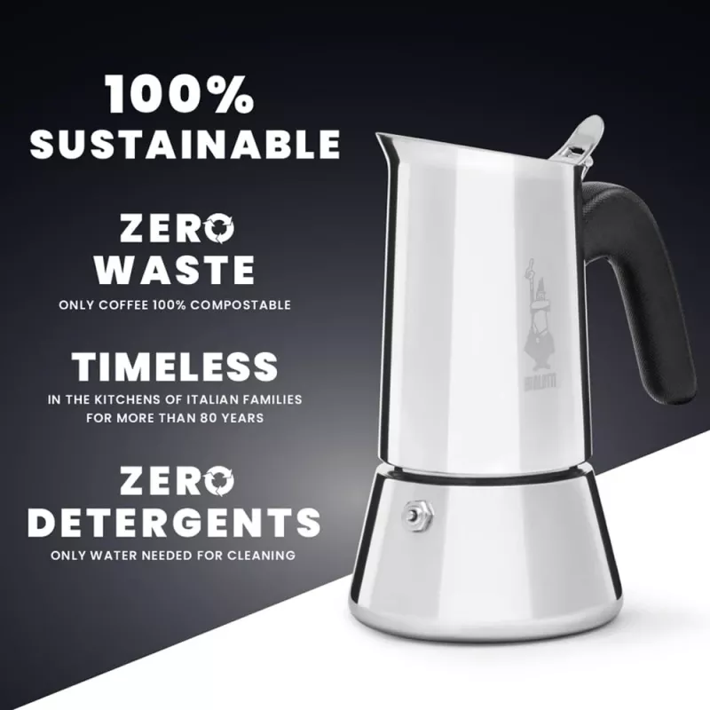 Moka pot BIALETTI Venus box 0,1 L roostevaba teras, 2 tassi, polüpropüleenist käepide