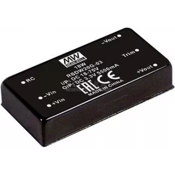 Toiteadapter/inverter Mean Well RSDW20G-03 — 20 W, Sisend 18–75 V, Väljund 3 V, RoHS
