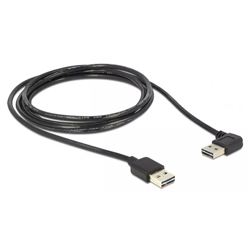 USB-kaabel DeLOCK 1m USB 2.0 A m/m 90° Must