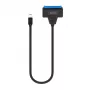 SAVIO SATA–USB-C liidesekaabel AK-69, SATA-emane–USB-C-isane, USB 3.2 Gen 1 (5 Gbit/s), 0,25 m, must