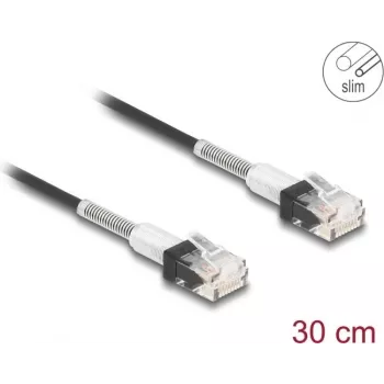DeLOCK võrgukaabel RJ45 0,3m Cat.6A UTP õhuke Must