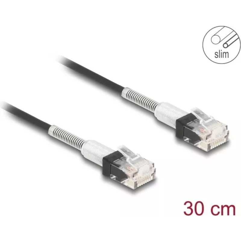 DeLOCK võrgukaabel RJ45 0,3m Cat.6A UTP õhuke Must
