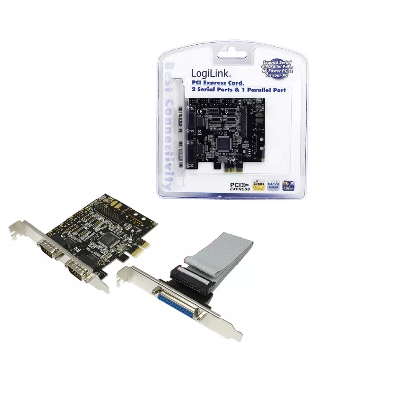 Sisemine PCIe-liidesekaart LOGILINK PC0033 jada- ja paralleelväljunditega, NetMOS-kiibistik