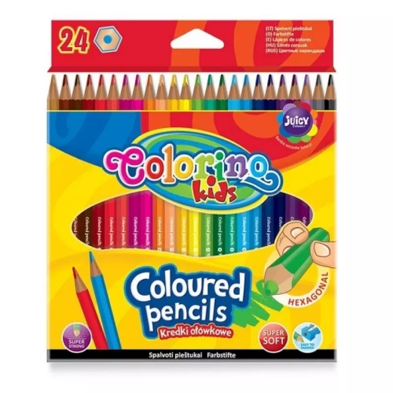 Colorino Kids kuusnurksed värvilised pliiatsid 24 värvi