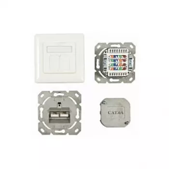 Synergy 21 S216357 - 2 x RJ-45 - 6a - Valge - 50 mm - 50 mm - 5,6 cm