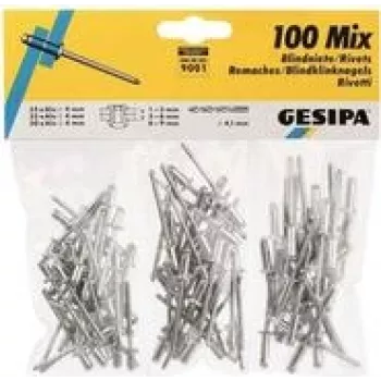 Blindneedikomplekt GESIPA 100 tk mudel 1433667 (erinevad suurused, alumiinium/teras)
