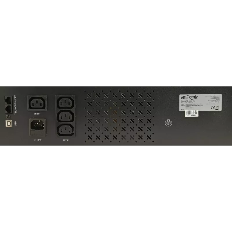 Gembird - Racki UPS 19'' 3.4U 1500VA, 4x IEC 230V väljund, IEC14 sisend, RJ11, USB, LCD Line-Interactive 1.5 kVA 900 W 4 pistikupesa