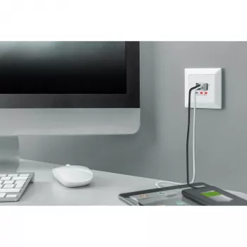 DIGITUS DA-70618 - USB-väljund - USB, USB Type C - 2 USB-porti, 1 USB-C pistikupesa - 3,1 A - RAL 9003, signaalvalge