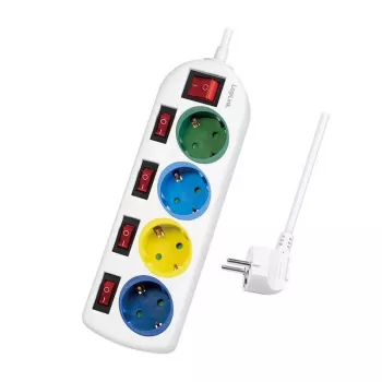 LogiLink 4 pistikupesa 1,5 m värviline