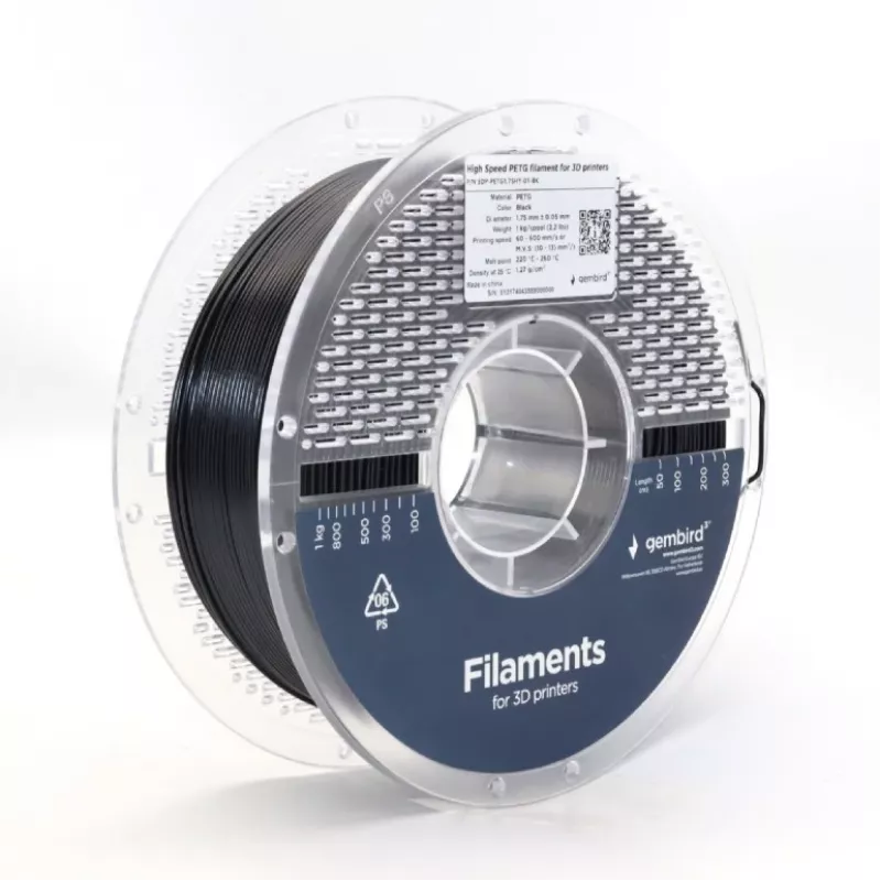 3D-printimise filament Gembird PETG 1,75 mm Must 1 kg