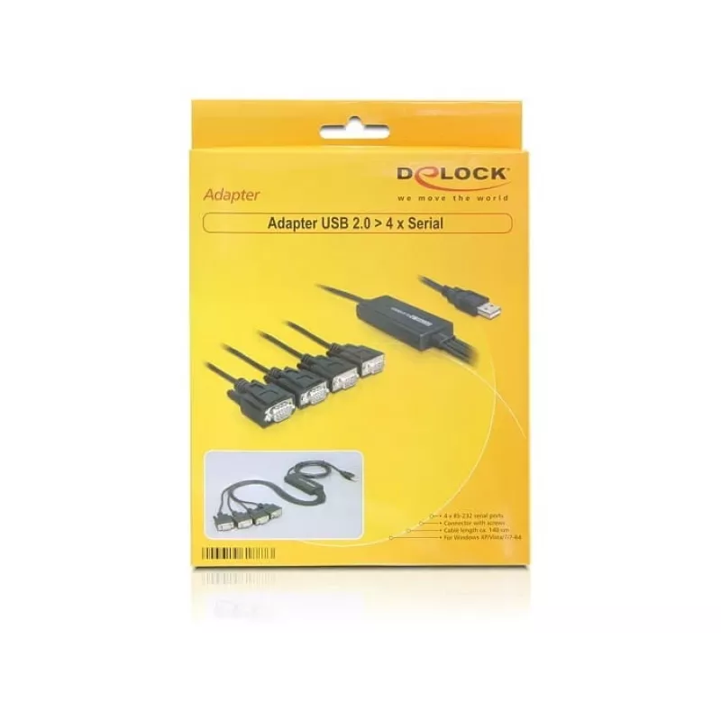 DeLock USB2.0 > 4 x Serial Adapter - Jadasiadapter - USB - RS-232 x 4 (61887)