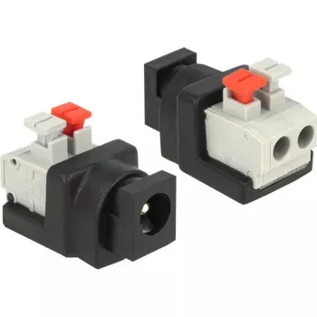 Kaabli adapter DeLOCK 65524 DC 5.5 x 2.1 mm must hõbedane