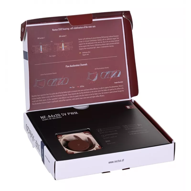 Noctua ventilaator NF-A4X20 5V PWM — 40×20 mm, 5 V, 4-kontaktiline PWM, 1100–5000 p/min, 9,4 m³/h