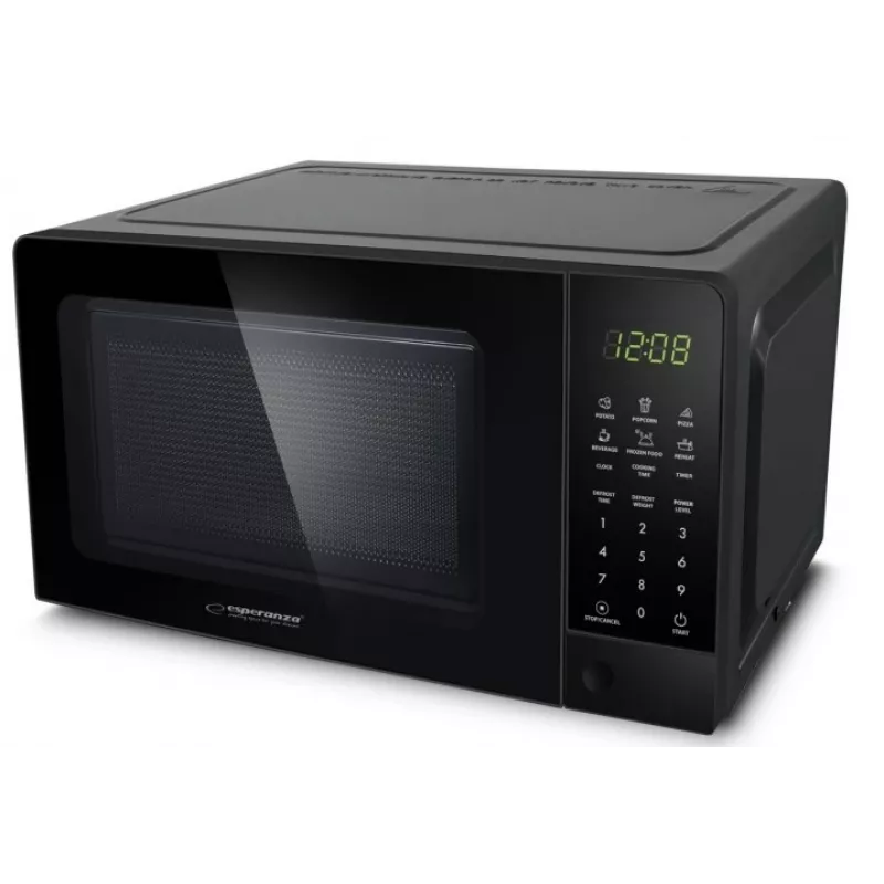 Solo mikrolaineahi ESPERANZA EKO009 — 700 W, 20 L, LED-ekraan, puutetundlikud juhtnupud, 24,5 cm klaasist pöördalus, must