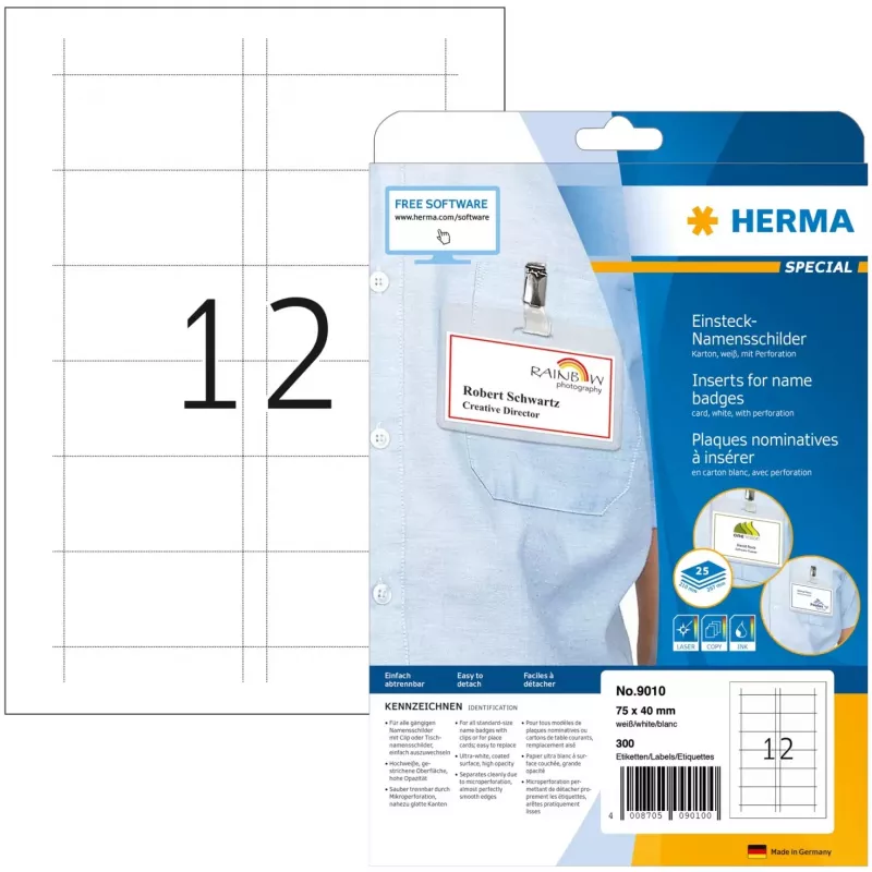 Nimesiltide vahelehed HERMA A4 75x40 mm 300 tk