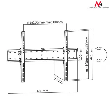 Maclean Mc-668 Seinakinnitus, kallutatav, kuni 40 kg, Vesa 100x100 kuni 600x400