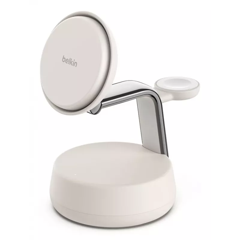 Juhtmeta USB-laadija Belkin Qi2 WIZ040KQSD — 25 W, USB toide, 1,5 m kaabel, valge, nutitelefonile nutikellale kõrvaklappidele treeningujälgijale