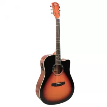 Elektroakustiline kitarr V-tone VEAG1 CE 4/4 Wood — täissuuruses dreadnought, cutaway, kuusepealispuu, mahagonist selg ja küljed, sisseehitatud eelvõimendi