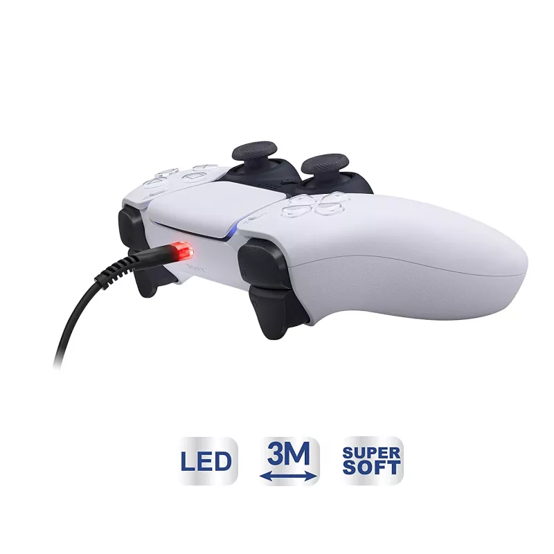 USB-C laadimiskaabel SUBSONIC SA5601 3 m – Ühildub PS5, Xbox, Nintendo Switchiga