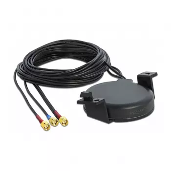 Antenn DeLOCK LTE MIMO GNSS 3 x SMA-pistik RG-174 3 m välistingimustesse must