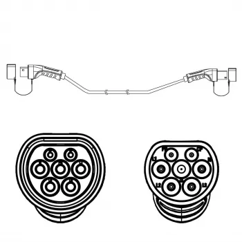 Elektrisõiduki laadimiskaabel ROLINE Type 2 kuni Type 2, 5 m, 11 kW, 16 A, 480 V, must