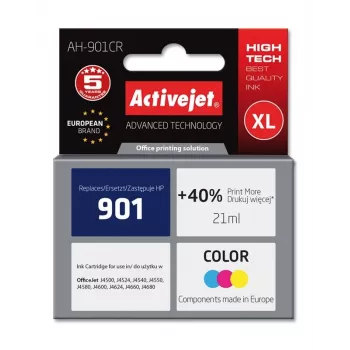 Ühilduv tindikassett ActiveJet AH-901CR Värviline (High XL, värvainepõhine, 21 ml, tsüaan/magenta/kollane)