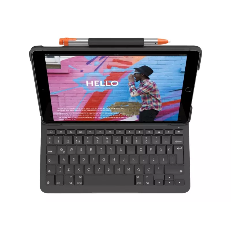 Logitech õhuke Folio hall Bluetooth QWERTZ Šveitsi klaviatuur iPadile
