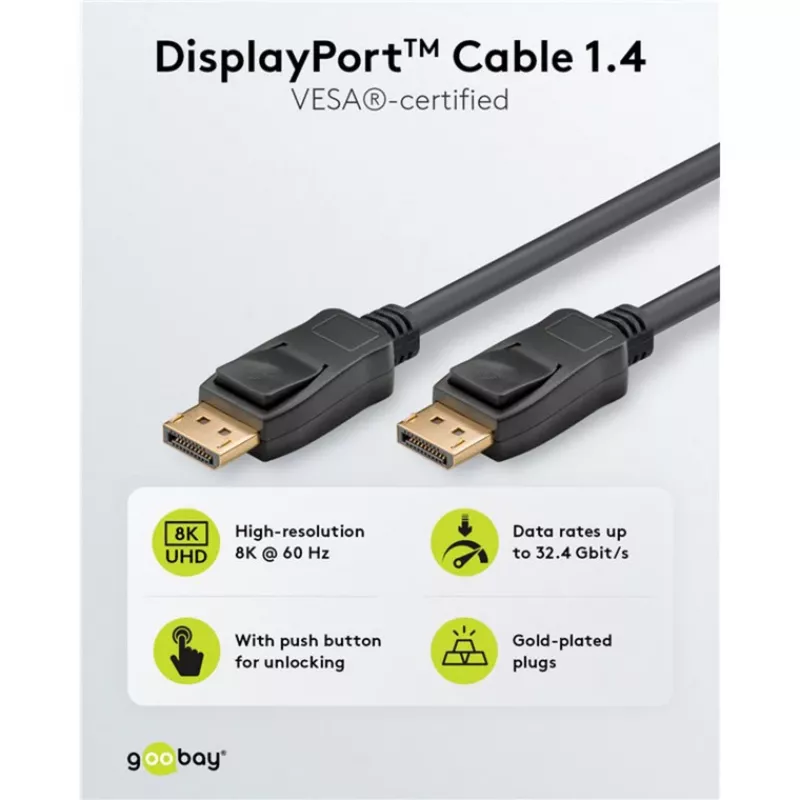 DisplayPort-kaabel Goobay 74777 1 m Must G-Sync FreeSync