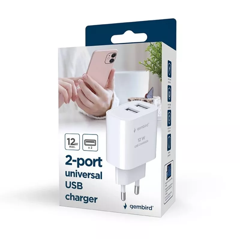 Siselaadija Gembird TA-UC-2A12-01-BK 2A 12W USB