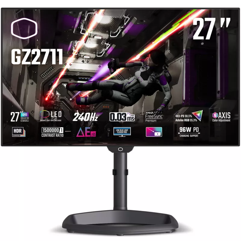 Cooler Master Tempest GZ2711, 68,6 cm (27 tolli) 240 Hz, Freesync Premium, OLED - 2x DP, 2x HDMI, 1x USB-C, 2x USB-A