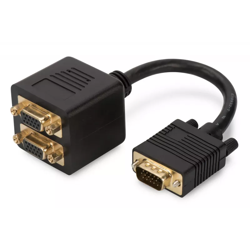 Digitus AK-310400-002-S VGA Y-jaotuskaabel HD15 - 2x HD15, 0,2 m, must