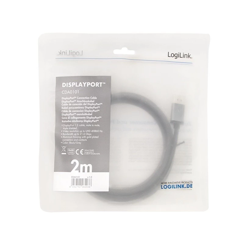 DisplayPort kaabel LogiLink CDA0101 2 m must hall