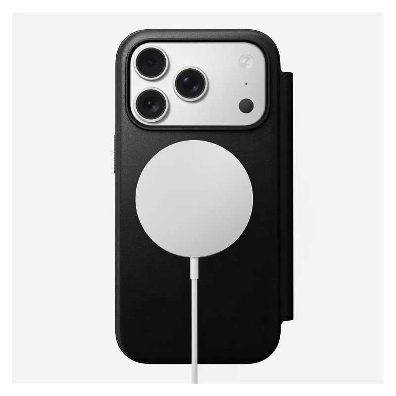 Mobiiltelefoni nahast foliokaas Nomad Modern Leather Folio Cover iPhone 17 Pro jaoks, 16 cm (6,3 tolli), must, 4 kaarditaskuga