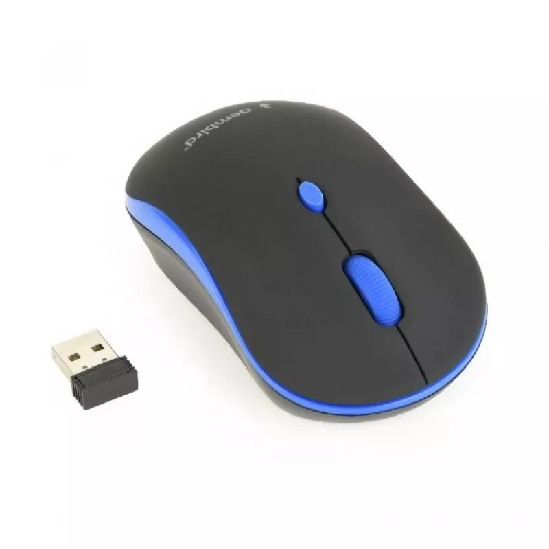 Juhtmevaba optiline hiir Gembird MUSW-4B-03-B, RF, mõlemakäeline, 1600 DPI, 4 nuppu, akutoitega, sinine/must