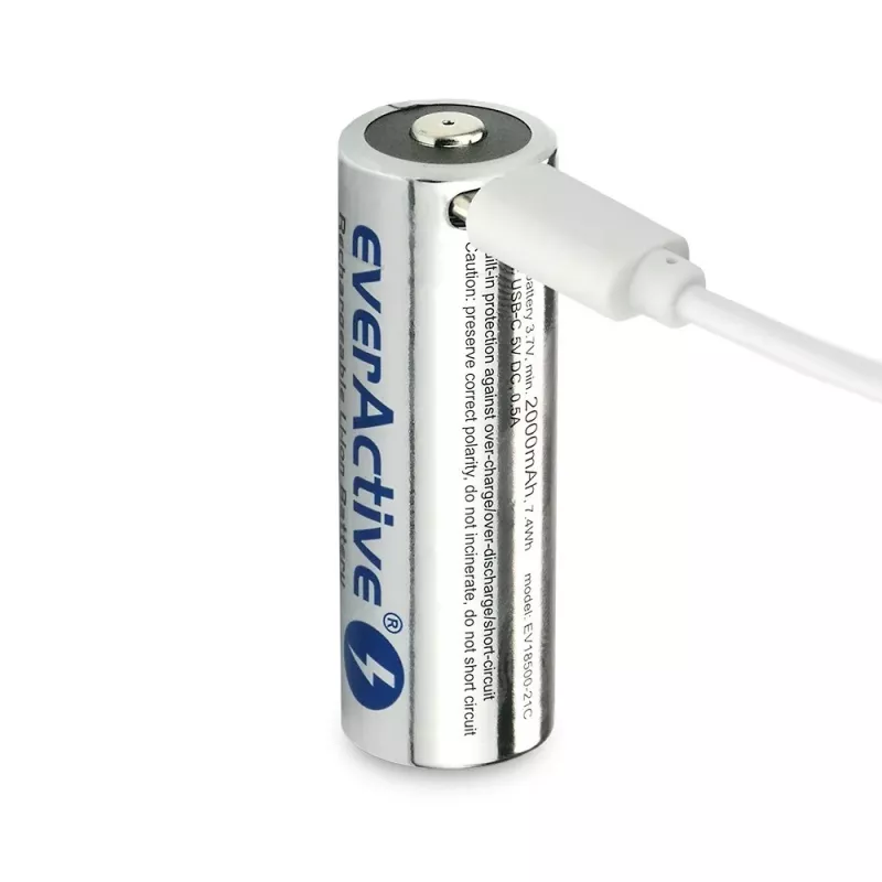 Aku 18500 3,7V Li-ion 2100MAH koos USB-C-ga