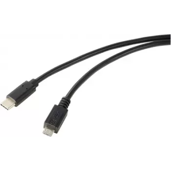 Renkforce USB-kaabel USB 2.0 USB-C®-pistik, USB-Micro-B-pistik 1,00 m must ümmargune RF-5719754 (RF-5719754)