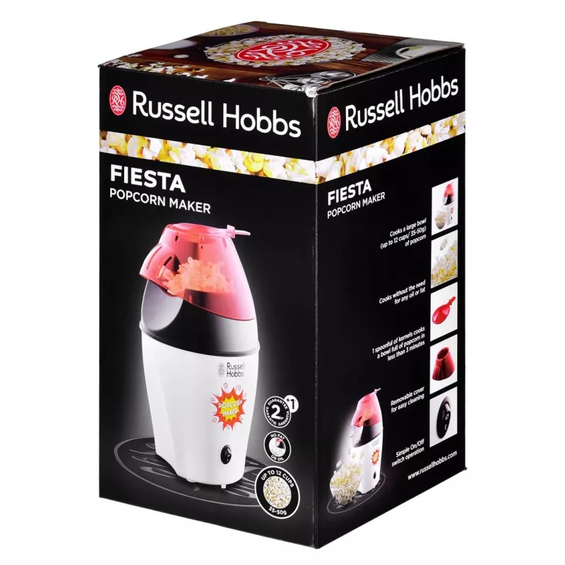 Russell Hobbs Fiesta popkornimasin must, punane, valge 1200 W